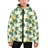Beautiful parrot palm leaves pattern Kids' Boys' Girls' Padded Hooded Jacket