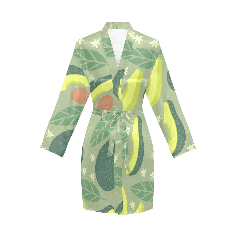 Avocado pattern Women's Long Sleeve Belted Night Robe