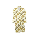 Lion Pattern Print Design 02 Men's Long Sleeve Belted Night Robe