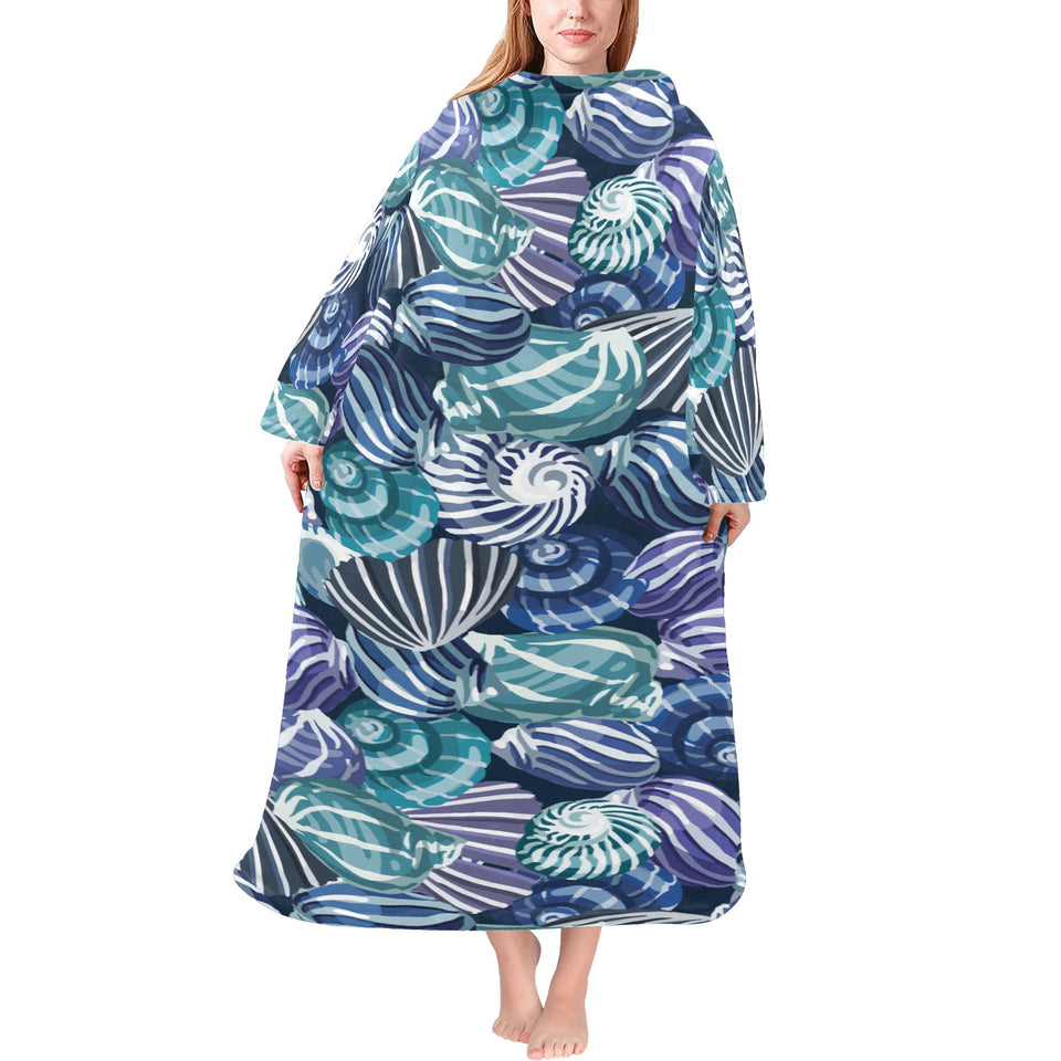 Shell design pattern Blanket Robe with Sleeves