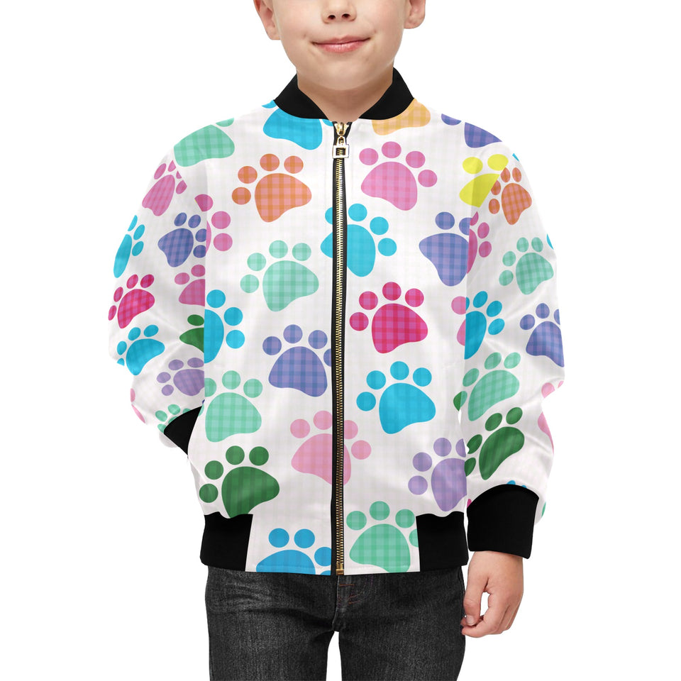 Dog Paws Pattern Print Design 01 Kids' Boys' Girls' Bomber Jacket