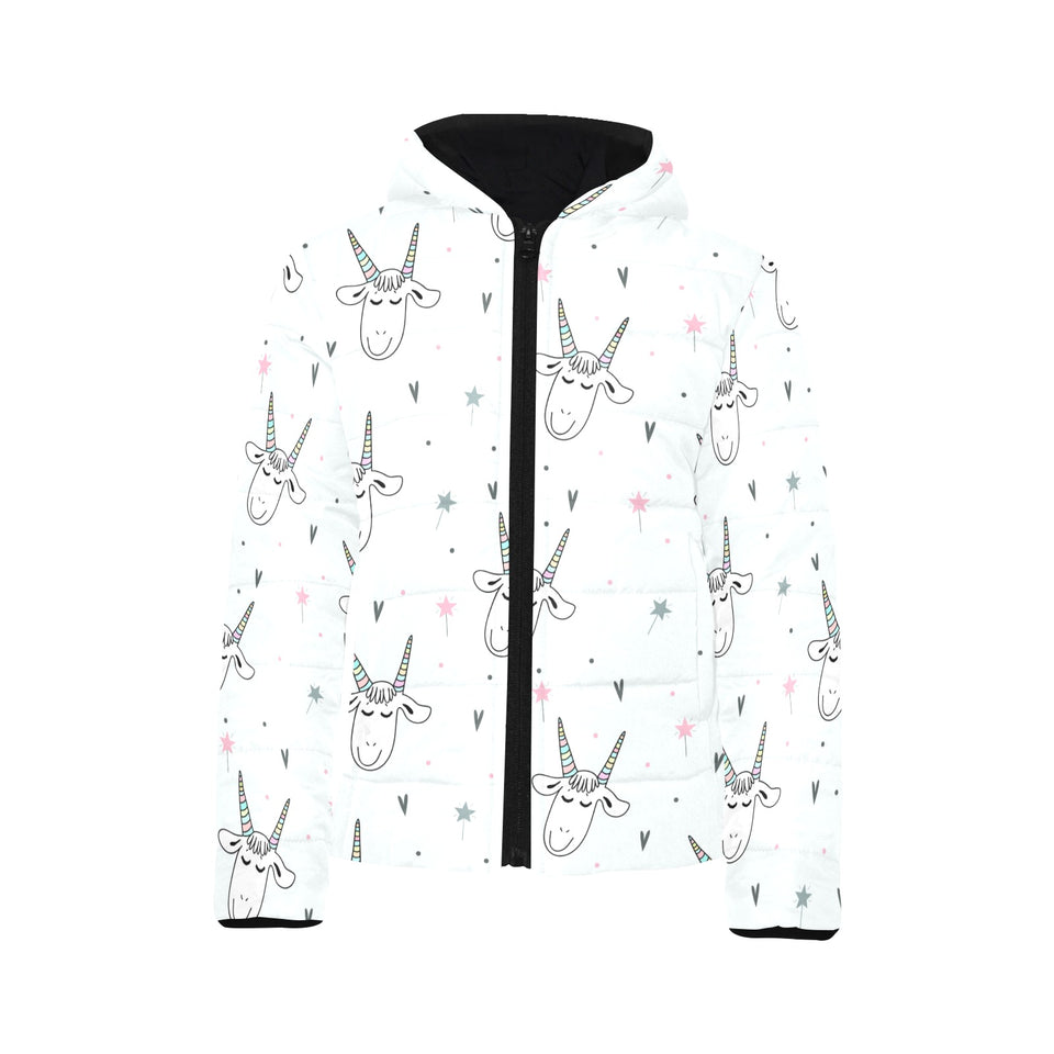 Cute goat design pattern Kids' Boys' Girls' Padded Hooded Jacket