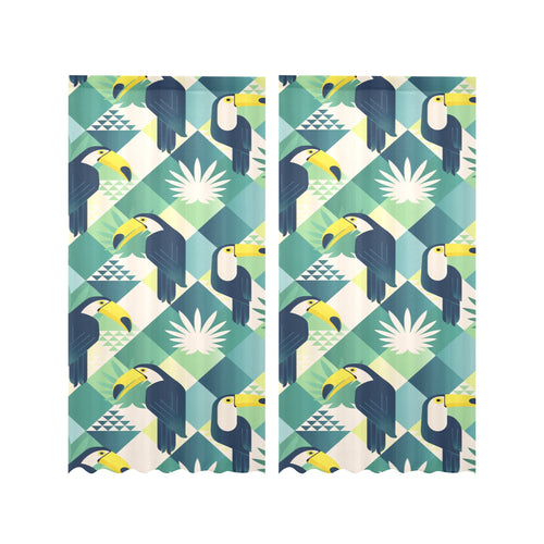 Toucan tropical leaves design pattern Gauze Curtain