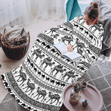 Camel polynesian tribal pattern Blanket Robe with Sleeves