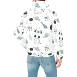 Hand drawn space elements space rocket star planet Men's Padded Hooded Jacket