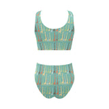 Giraffe Pattern Print Design 01 Chest Bowknot High Waisted Bikini Swimsuit