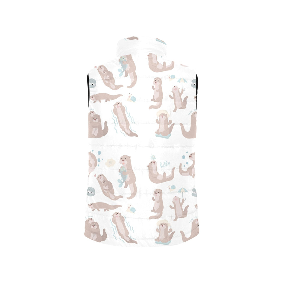 Cute sea otters pattern Women's Padded Vest