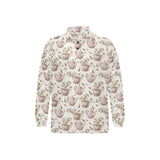 Tea pots Pattern Print Design 03 Men's Long Sleeve Polo Shirt