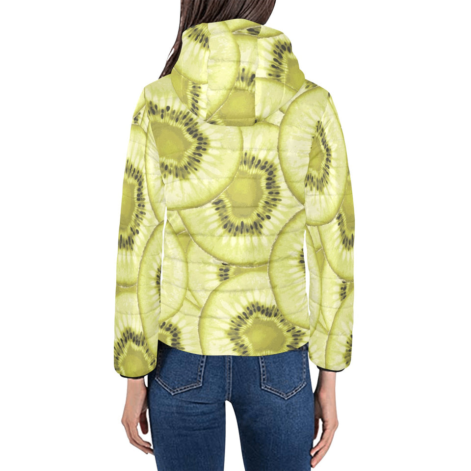 Sliced kiwi pattern Women's Padded Hooded Jacket
