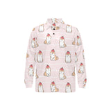 Cute Shiba Inu Dog Apple pattern Men's Long Sleeve Polo Shirt