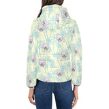 French bulldog hawaii blackground Women's Padded Hooded Jacket