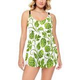 Hop design pattern Chest Sexy Pleated Two Piece Swim Dress