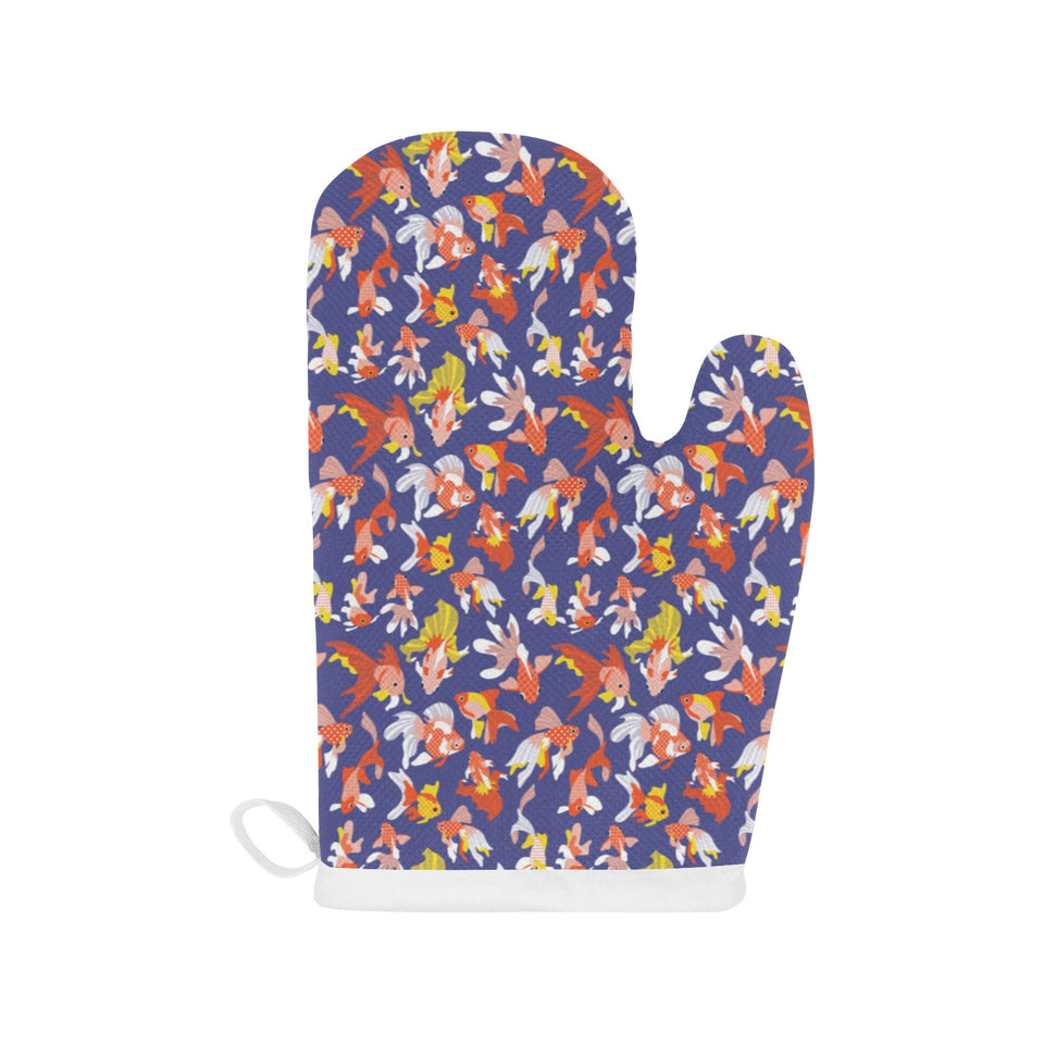 Goldfish Pattern Print Design 04 Heat Resistant Oven Mitts