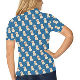 Golden Retriever Pattern Print Design 03 Women's All Over Print Polo Shirt