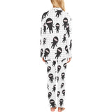 Ninja pattern plaid background Women's Long Pajama Set