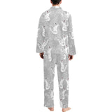 white swan gray background Men's Long Pajama Set