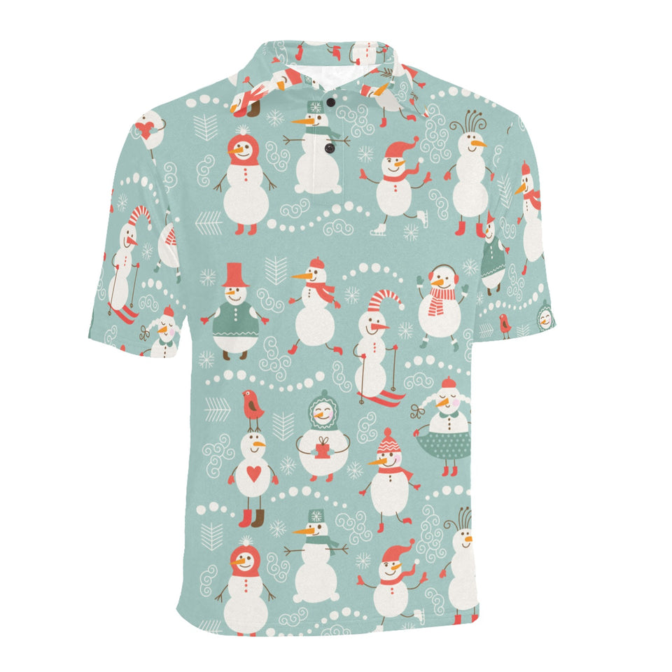 Cute snowman pattern Men's All Over Print Polo Shirt