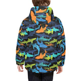 Colorful shark Kids' Boys' Girls' Padded Hooded Jacket