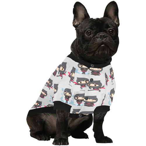 Cute ninja pattern All Over Print Pet Dog Round Neck Fuzzy Shirt
