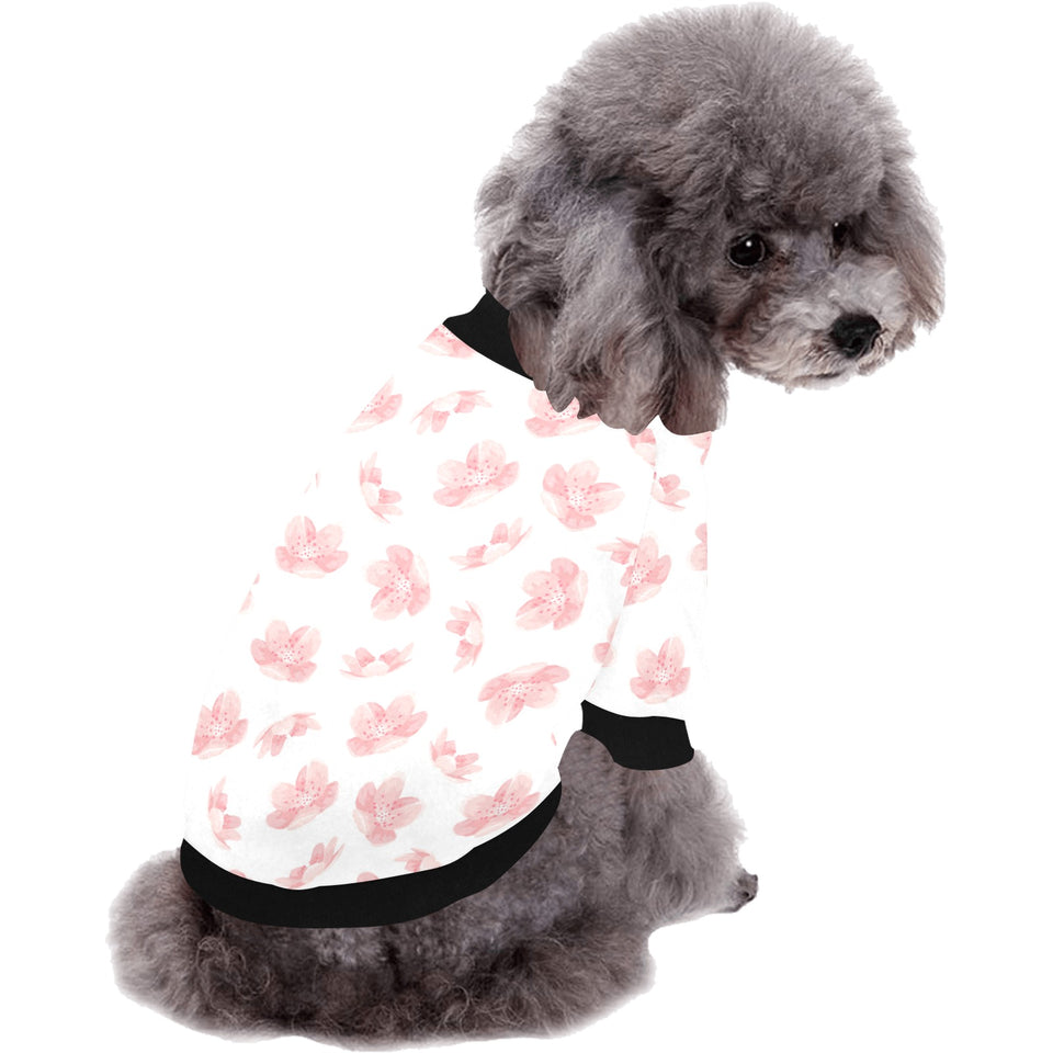 Pink sakura cherry blossom pattern All Over Print Pet Dog Round Neck Fuzzy Shirt