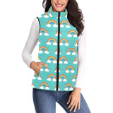 Rainbow pattern green background Women's Padded Vest