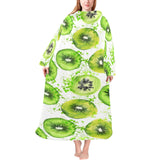 Watercolor kiwi pattern Blanket Robe with Sleeves