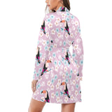 Beautiful toucan flower leaves Women's Long Sleeve Belted Night Robe