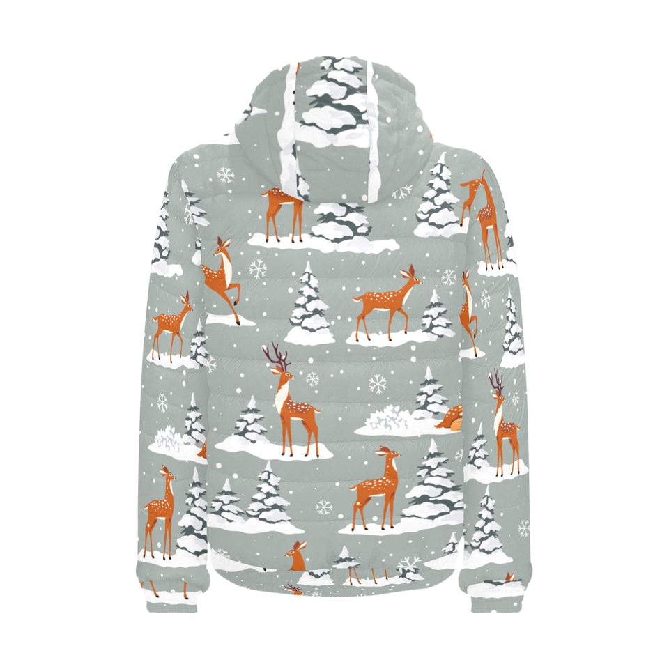 Beautiful deers Winter Christmas Men's Padded Hooded Jacket