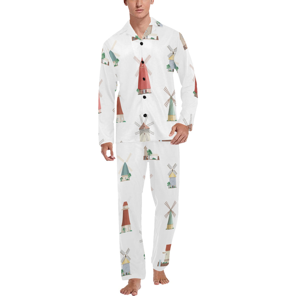 windmill design pattern Men's Long Pajama Set