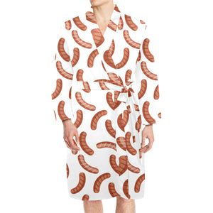 Sausage Pattern Print Design 04 Men's Long Sleeve Belted Night Robe