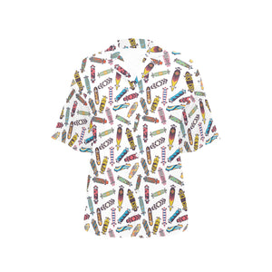 Skate Board Pattern Print Design 05 Women's All Over Print Hawaiian Shirt