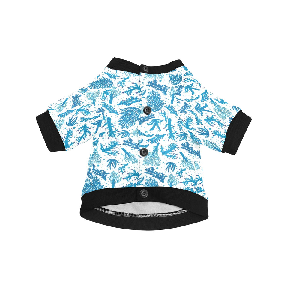 Coral Reef Pattern Print Design 01 All Over Print Pet Dog Round Neck Fuzzy Shirt