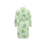 broccoli sketch pattern Men's Long Sleeve Belted Night Robe