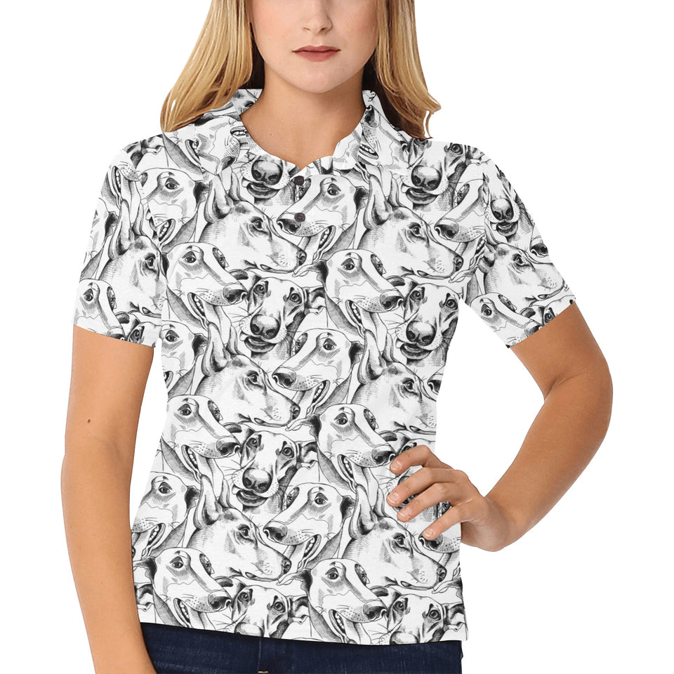 Greyhound Pattern Print Design 01 Women's All Over Print Polo Shirt