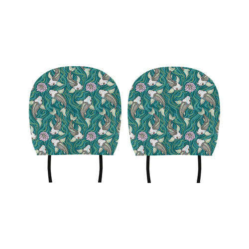 Koi Fish Carp Fish lotus pattern Car Headrest Cover