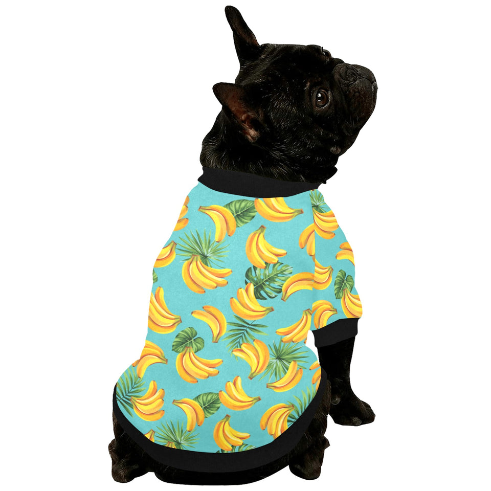 Banana Palm Leaves pattern background All Over Print Pet Dog Round Neck Fuzzy Shirt