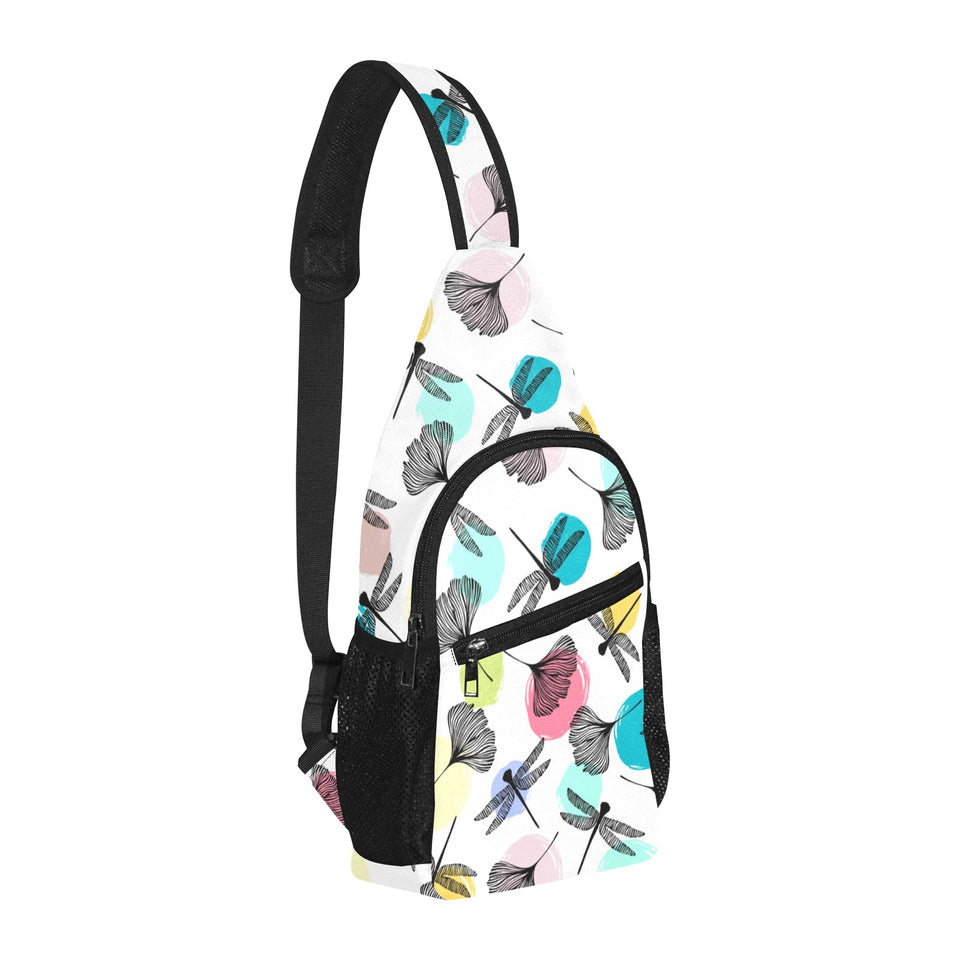 Dragonflies ginkgo leaves pattern All Over Print Chest Bag