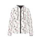 Bull Terrier Pattern Print Design 04 Women's Padded Hooded Jacket