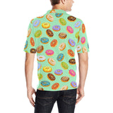Colorful donut pattern green background Men's All Over Print Polo Shirt