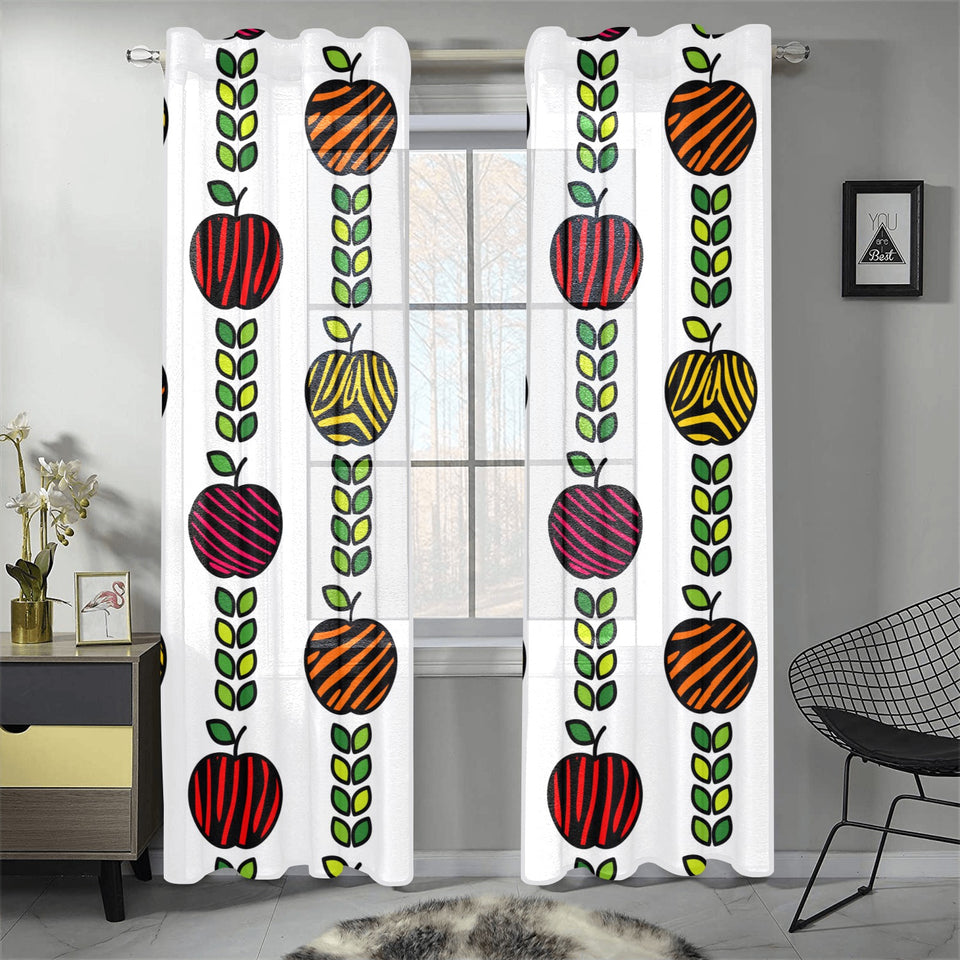 colorful apples leave zebra stripe Gauze Curtain