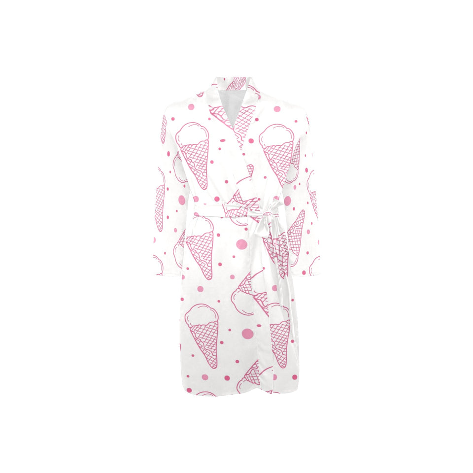 Hand drawn ice cream pattern Men's Long Sleeve Belted Night Robe