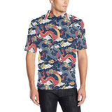 Blue red dragon cloud pattern Men's All Over Print Polo Shirt