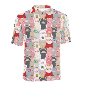 Pig Pattern Print Design 02 Men's All Over Print Polo Shirt