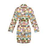 Sun Glasses Pattern Print Design 02 Women's Long Sleeve Belted Night Robe