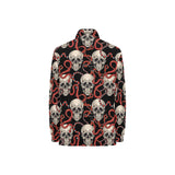 Red snake skull pattern Women's Long Sleeve Polo Shirt