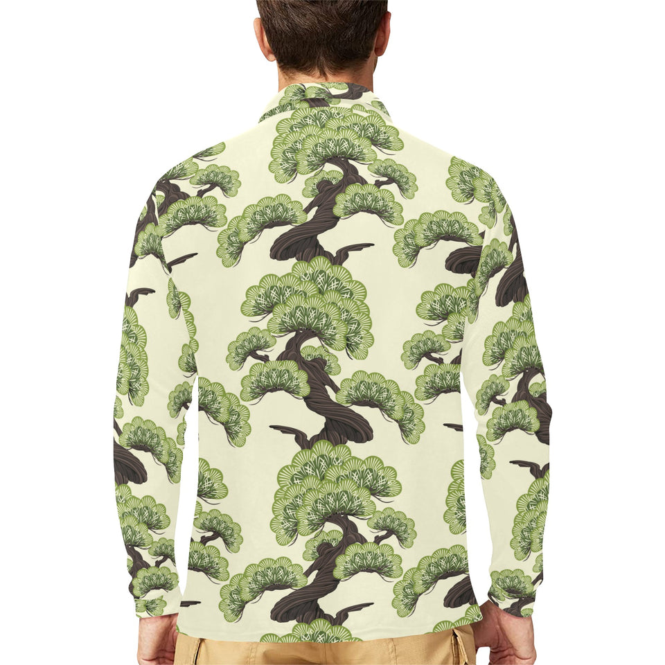 Bonsai pattern Men's Long Sleeve Polo Shirt