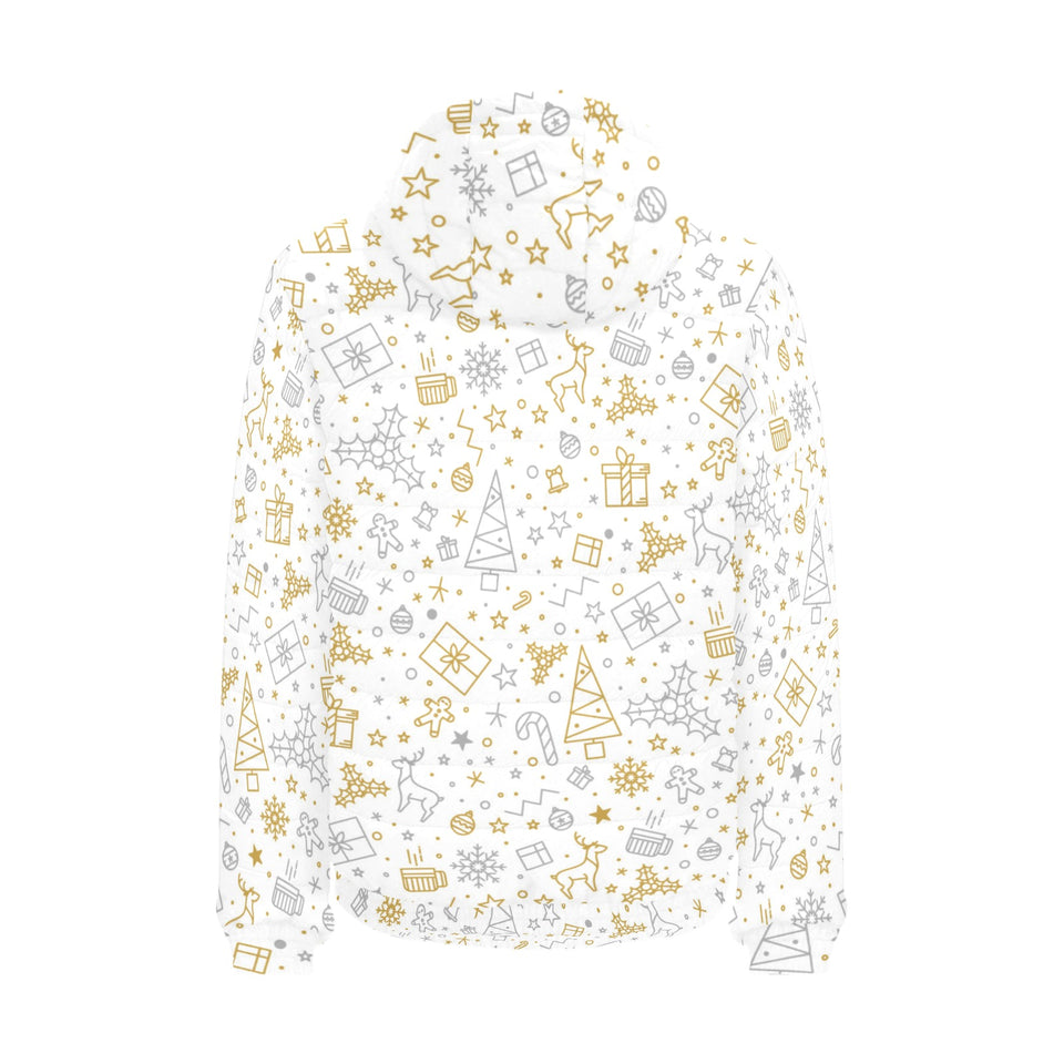 Christmas tree Christmas element Silver gold patte Men's Padded Hooded Jacket