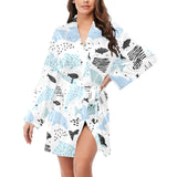 Cute dolphins Childish Style pattern Women's Long Sleeve Belted Night Robe