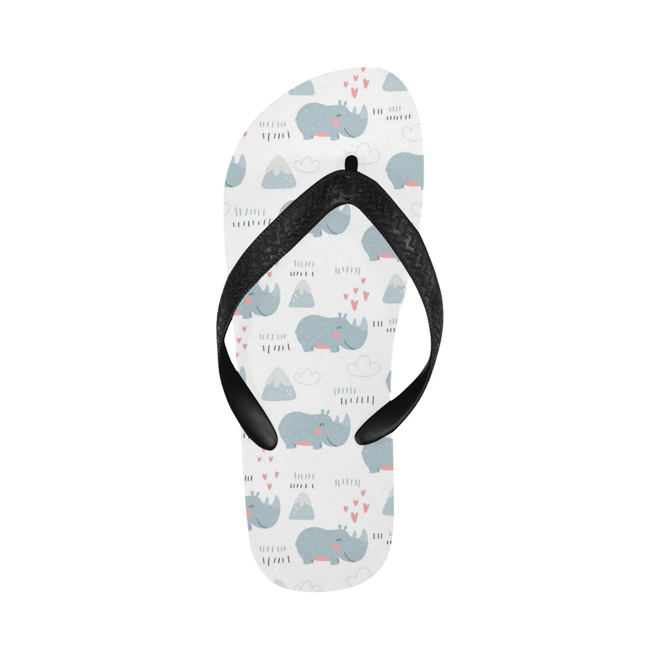 cute rhino heart pattern Unisex Flip Flops