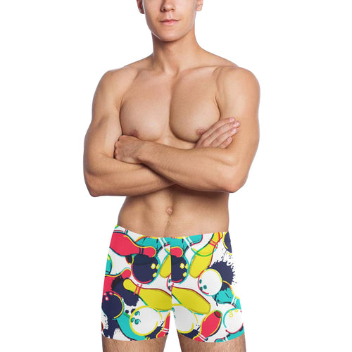 watercolor bowling ball pins Men's Swimming Trunks